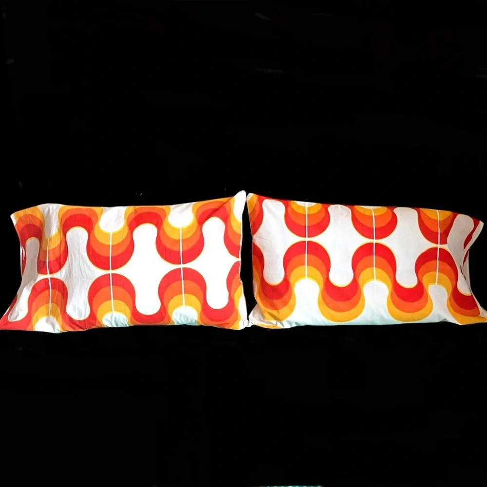 Mid Century Mod Fabric Custom Pillow Cases Op-Art Pattern Colorful Waves